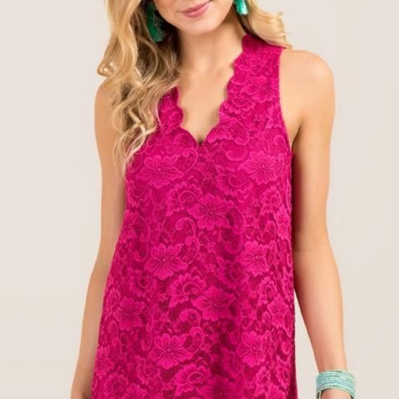 Wren Gigi Scallop Open Back Lace Shift Dress - Picture 2 of 5